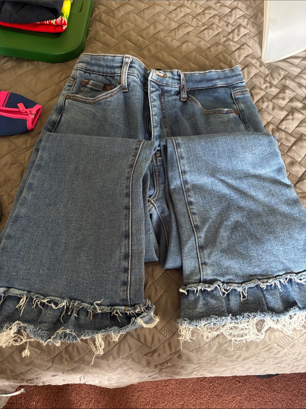Special A Blue Denim Jeans with Frayed ruffle Hem
